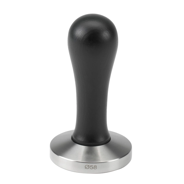 tamper | coffee tamper | stainless steel | black wooden handle | 58 mm | HEBBF58