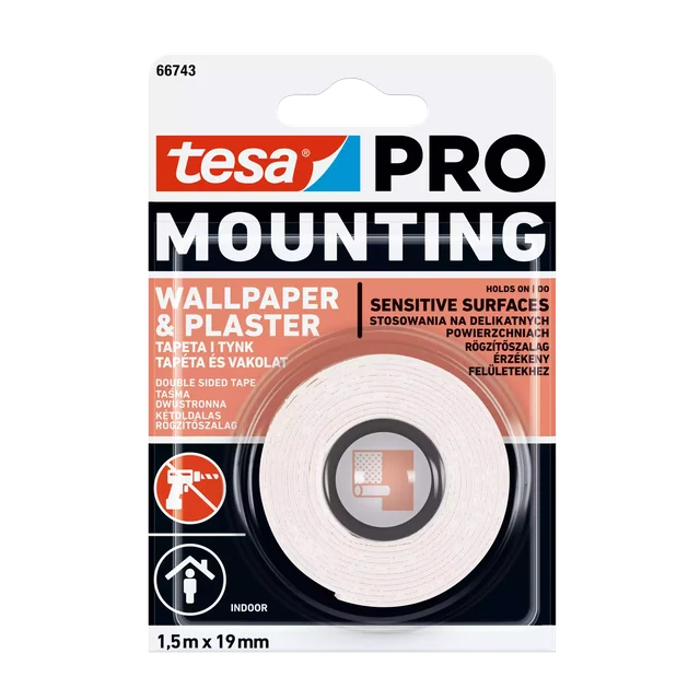 Taśma montażowa Tesa PRO mounting Wallpaper & Plaster 1,5mx19mm