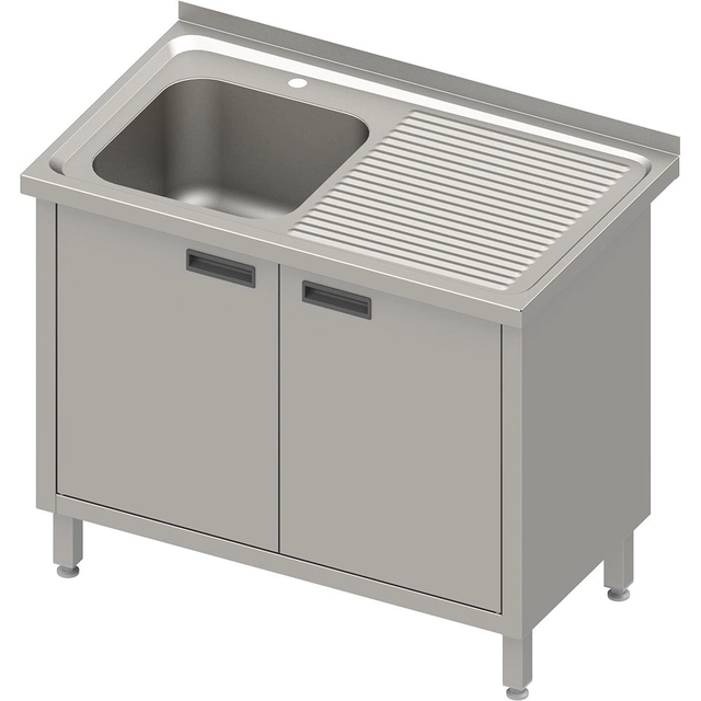 Tavolo con lavabo 1-kom (L) ante battenti 140x60x85 goffrato | Stalgast