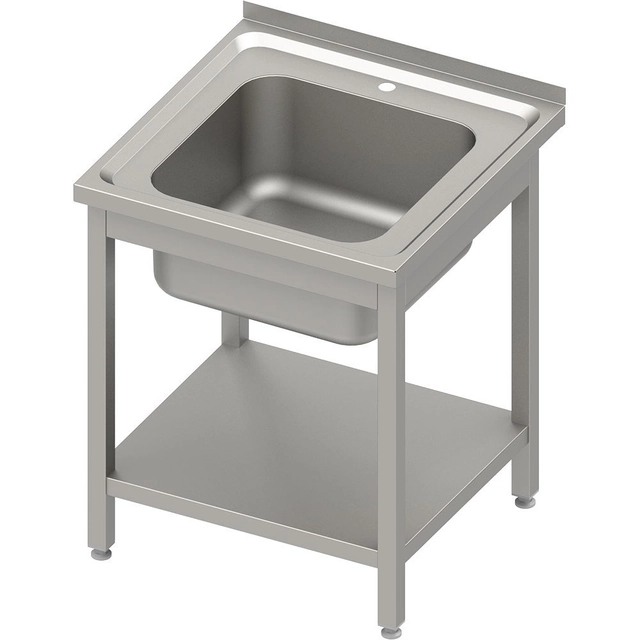 Tavolo con lavabo 1-kom.z ripiano 600x700x850 mm avvitato, piano goffrato | Stalgast