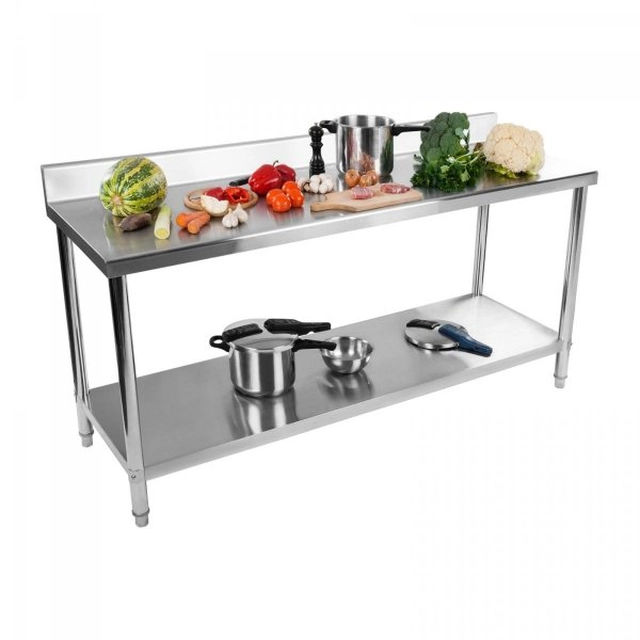 Tavolo da lavoro - 180 x 60 cm - inox - bordo ROYAL CATERING 10010499 RCAT-180/60-S