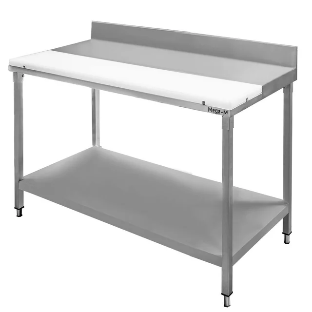 Tavolo da macelleria professionale per ristorazione in acciaio inox con ripiano 120x70x85