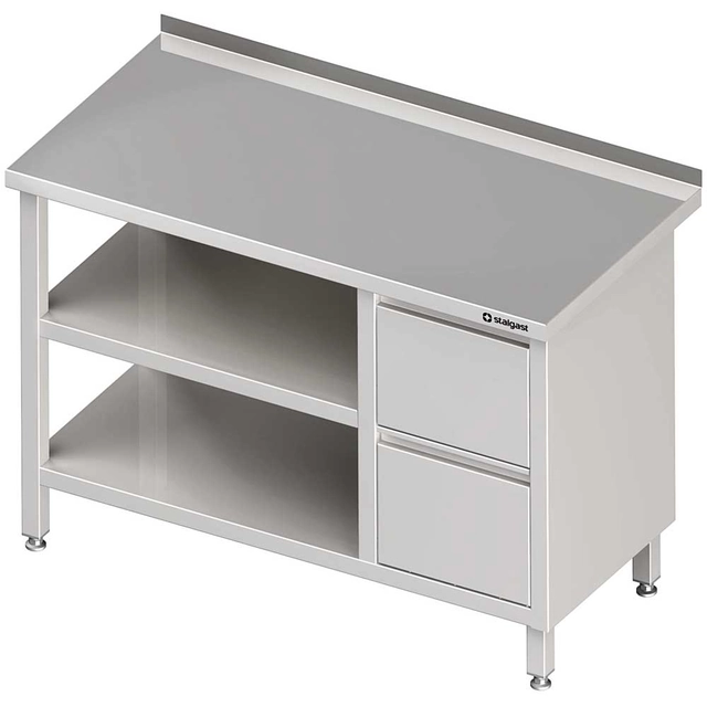 Tavolo da parete con due cassettiere (P) e ripiani 2-ma 1300x600x850 mm