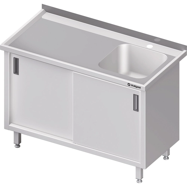 Tavolo in acciaio inox con lavello 1-kom.(P) porta scorrevole 1100x600 | Stalgast