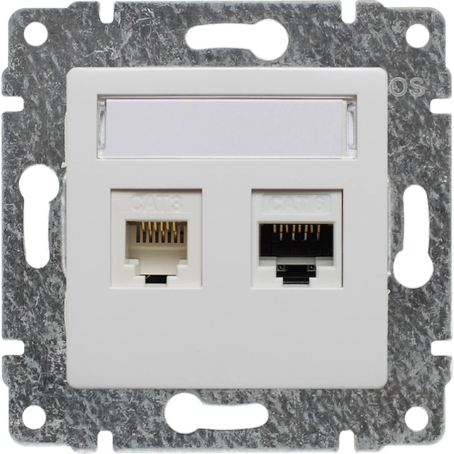 Telephone and computer socket, without frame Series: VENA Color: WHITE