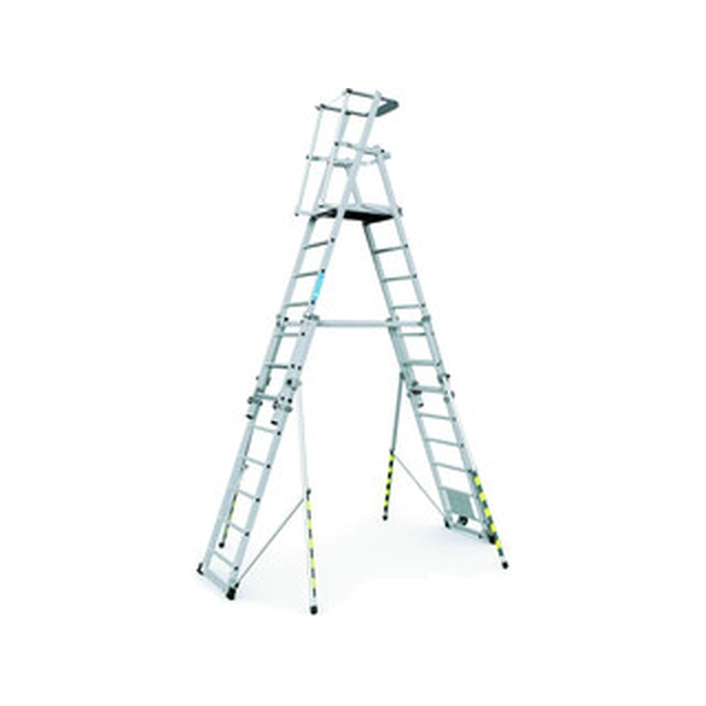Teleskopický pódiový rebrík Zarges 12 stupňov | Výška pódia: 1,83 m/2,9 m/2,12 m/2,38 m/2,65 m/3,15 m | hliník