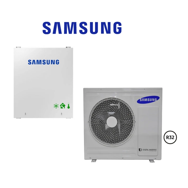 Tepelné čerpadlo Samsung obsahuje 8kw, vyrovnávaciu nádrž 60L + príslušenstvo