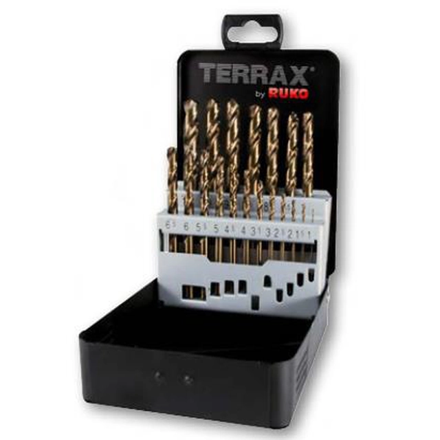 TERRAX DIN screw drill set 338, HSSE-Co 5, type N, 19 pcs