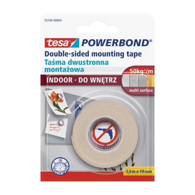 Tesa Powerbond Indor double-sided mounting tape 1.50m x 19mm