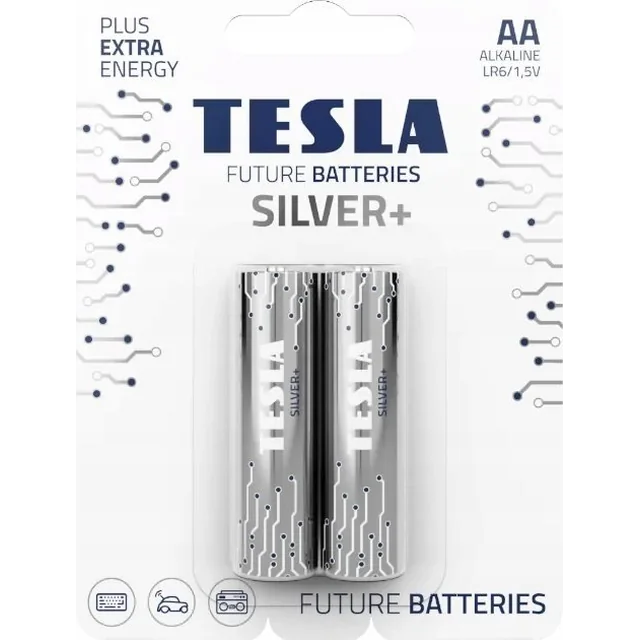 Tesla TESLA-alkalinebatterij R6 (AA) ZILVER+ [2x120] 2 stuks