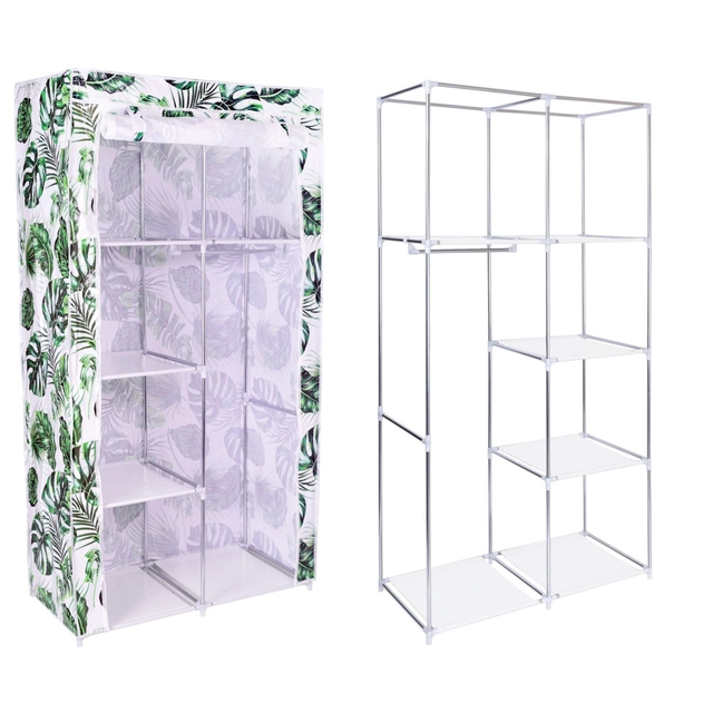 Textile cabinet with 6 MIRA Monstera shelves - white and green