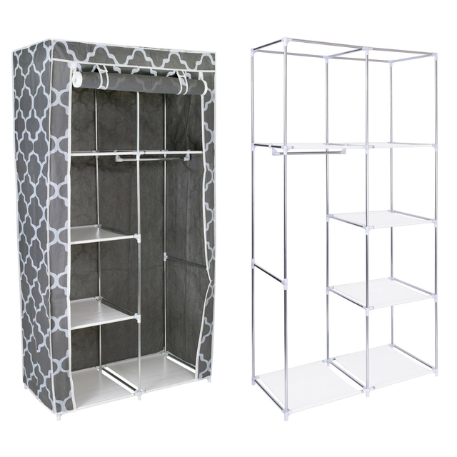 Textile cabinet with 6 shelves MIRA Morocco - gray and white