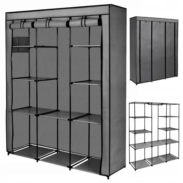 Textile wardrobe with 10 shelves MIRA MAXI anthracite