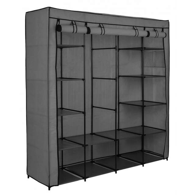 Textile wardrobe with shelves OLENA anthracite