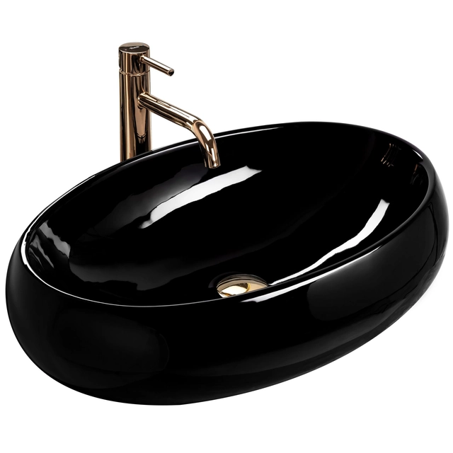 The countertop washbasin Rea Melania Black Shiny