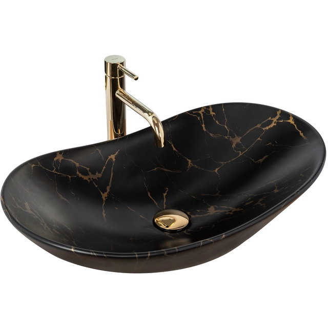 The countertop washbasin Rea Royal Black Marble Matt