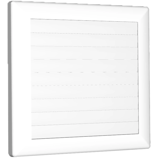 The grille is closed with a twine regulated shutter with an adjustable back Ø 80-150