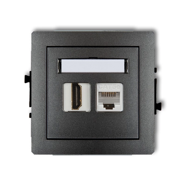 The mechanism of a single HDMI 1.4 + computer socket capacity 1xRJ45, Cat.5e, Graphite 8-pin KARLIK DECO 11DGHK