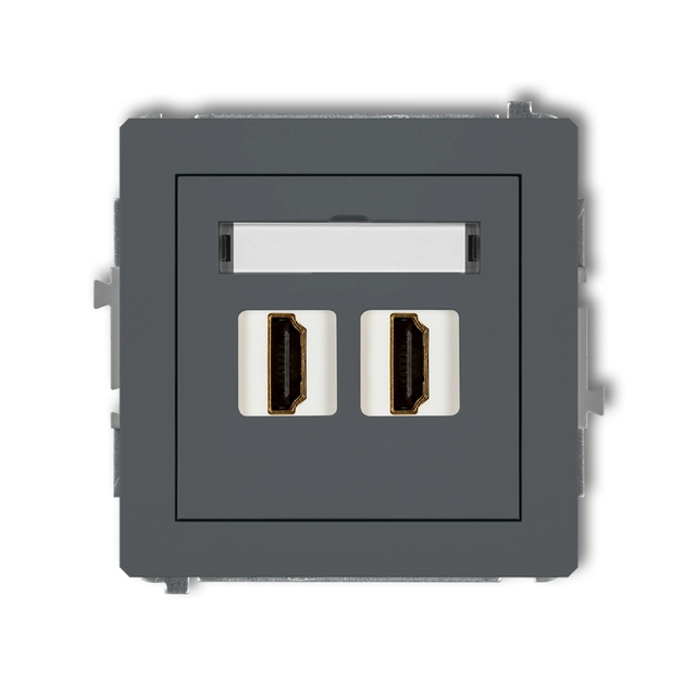 The mechanism of the double socket HDMI 1.4 graphite mat KARLIK DECO 28DHDMI-2