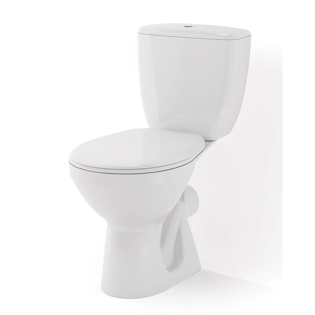 The toilet is built in Mito Red with a lid