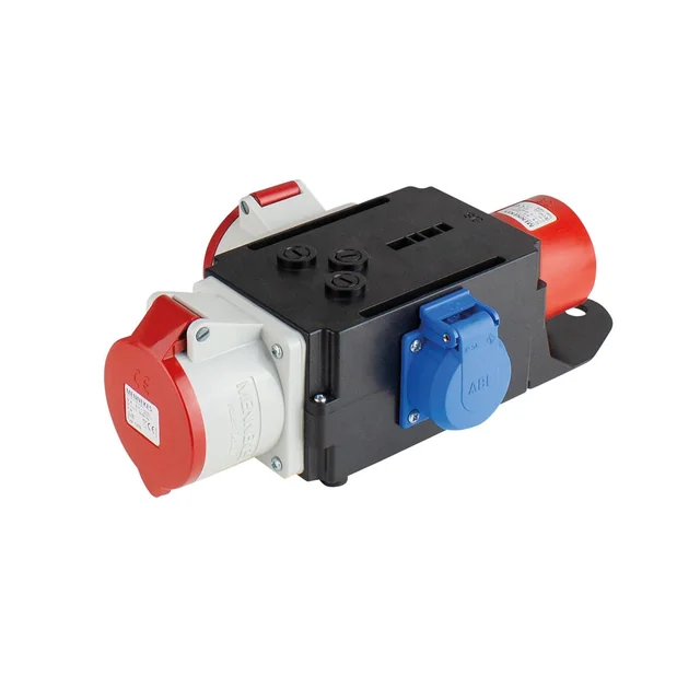 Three-phase current distributor MIXO CEE maximum 7kW input 5 poles 32A 400V output 5 poles 16A 400V , 5 poles 32A % p9/% and 1 schuko socket 230V IP44