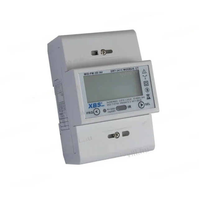 Three-phase digital consumption meter with current transformer indirect measurement 6A 4 modules