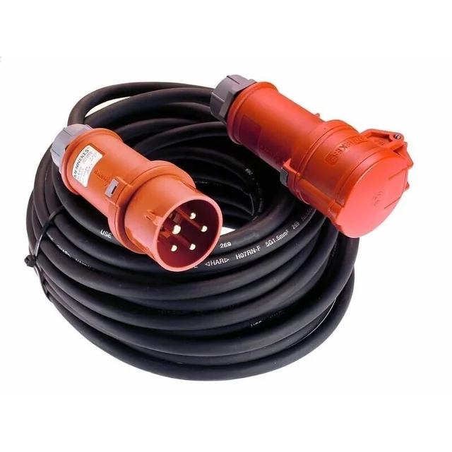 Three-phase extension 20m cable 5G2.5 H07RN-F 16A approx. 11kW IP44