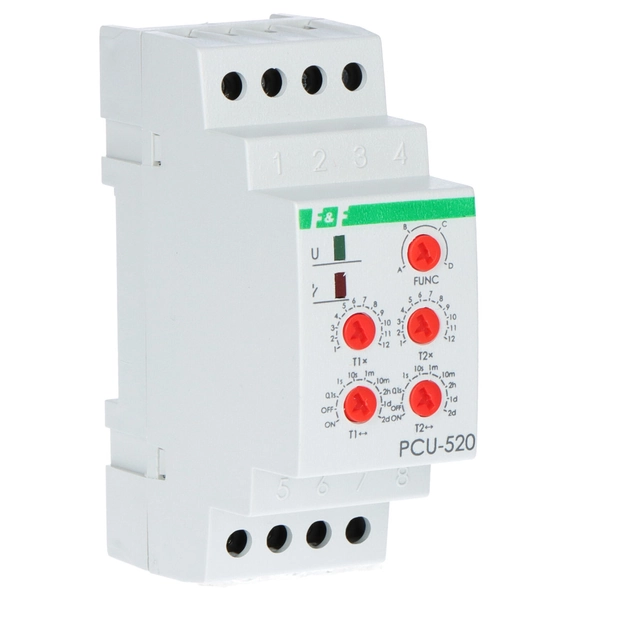 Tijd zender 2-funkcyjny (instelling 2 keer T1 T2, contact:2xNO/NC 12-264V PCU-520UNI