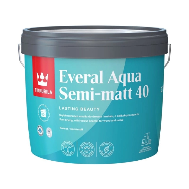 Tikkurila Everal Aqua Émail Acrylique Semi Mat 40 Base A 2,7L