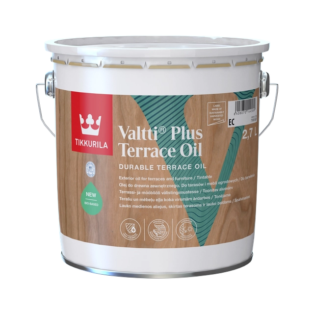 Tikkurila Valtti Plus Terrace Oil huile pour bois gris 2.7l