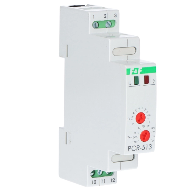 Time transmitter PCR-513 single-function-reversing (on-delay), contacts:1P ,U=230V, I=10A, 1 module