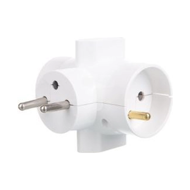 Timex Plug-in splitter 2x2P+Z +2xEuro hvid R-46