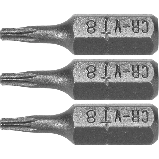 Tips Bits for Screwdrivers Drills T8 25mm STHOR 3 Pieces