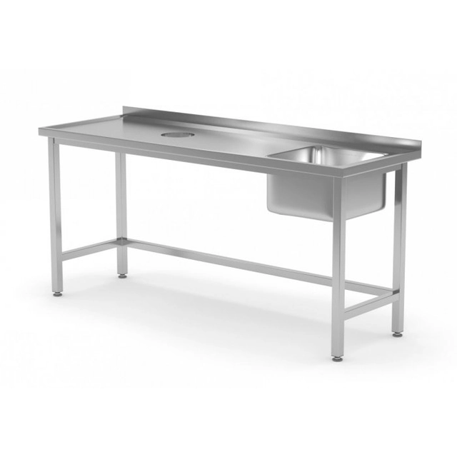 Tisch mit Spüle und Abfallöffnung - Fach rechts 1100 x 700 x 850 mm POLGAST 236117-P 236117-P