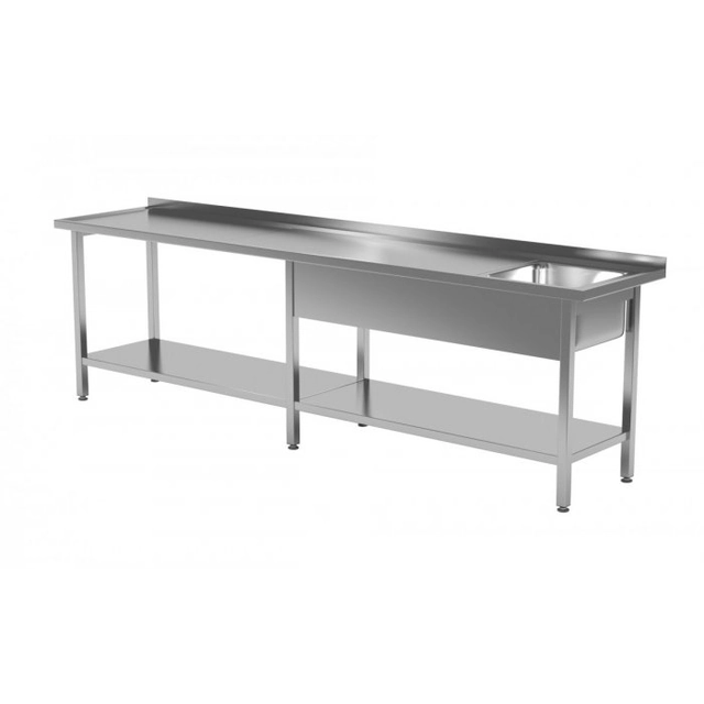 Tisch mit Spüle und Ablage - Fach rechts 2200 x 600 x 850 mm POLGAST 212226-6-P 212226-6-P