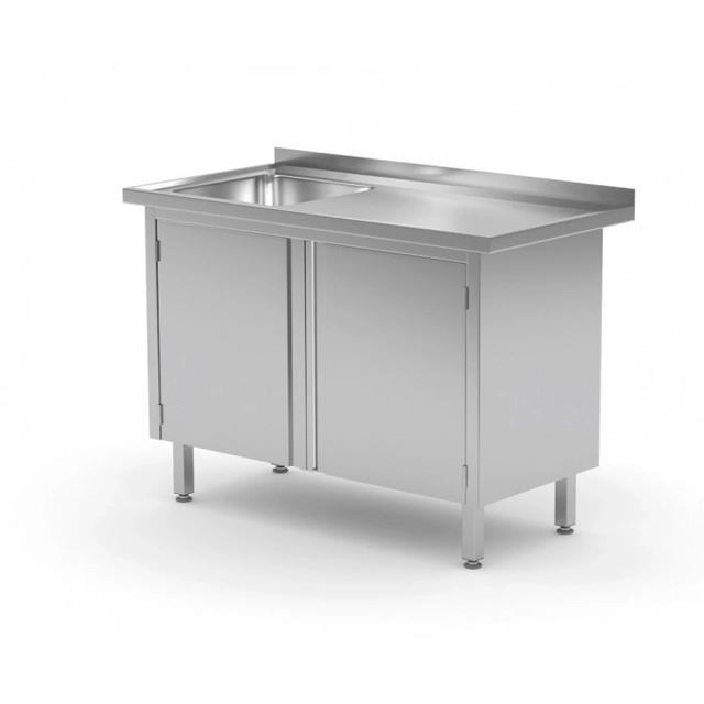 Tisch mit Waschbecken, Schrank mit Flügeltür - Fach links 800 x 600 x 850 mm POLGAST 218086-L 218086-L