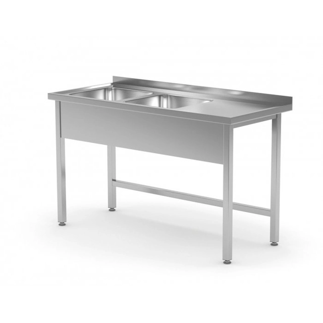 Tisch mit zwei Waschbecken ohne Ablage - Fächer auf der linken Seite 1300 x 600 x 850 mm POLGAST 221136-L 221136-L