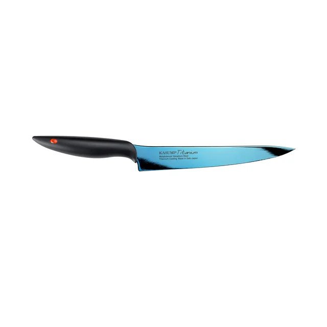 Titanium narrow knife, length 20 cm, blue