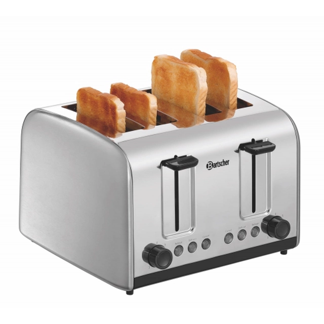 Toaster with 4 slots and 2 Bartscher roll toppers