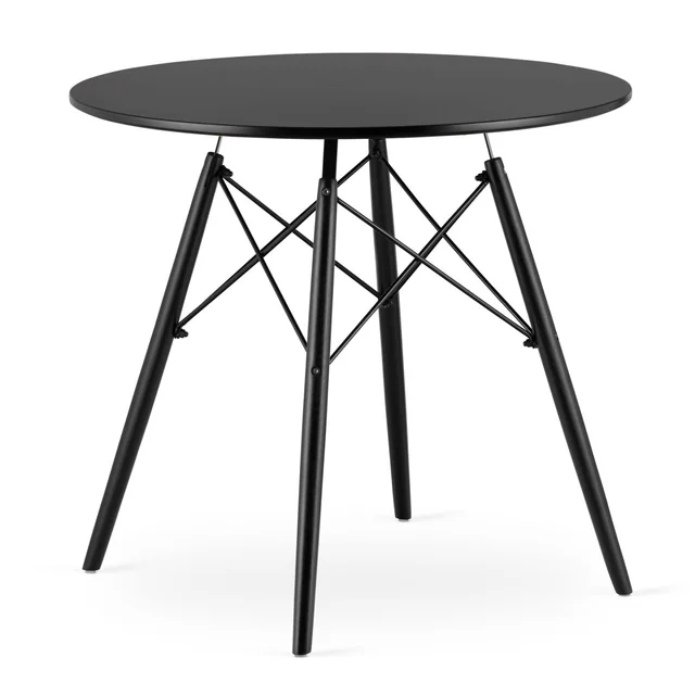 TODI tafel Rond 80cm - zwart / zwarte poten