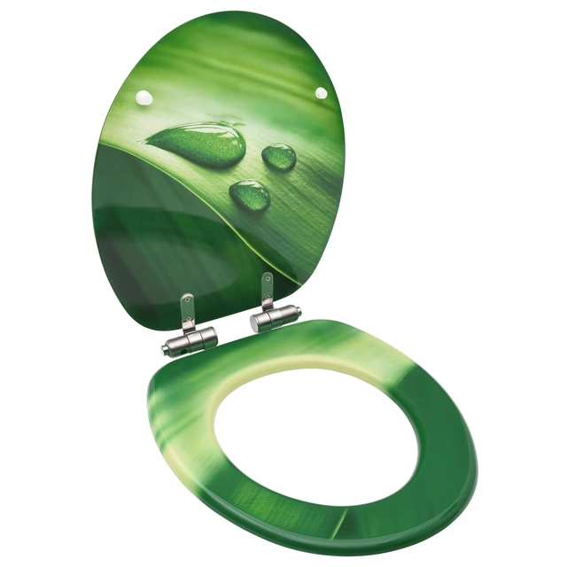 Toilet seat with soft-close lid, mdf, with green drop