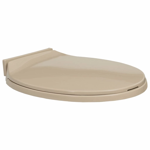 Toilet seat with soft-close mechanism, beige, oval