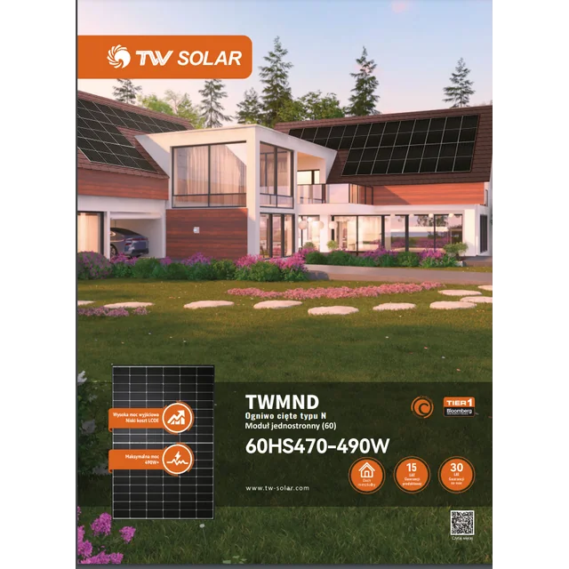 TONG-0013 Módulo fotovoltaico 485 W TONGWEI TWMND-60HS 485W - moldura preta HALF-CELL