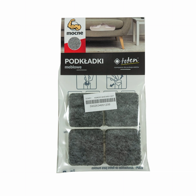 TOTEN felt pad square gray 40x40mm pack. 4 art