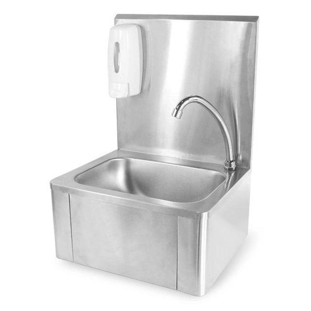 Touchless stainless steel kitchen sink + soap dispenser