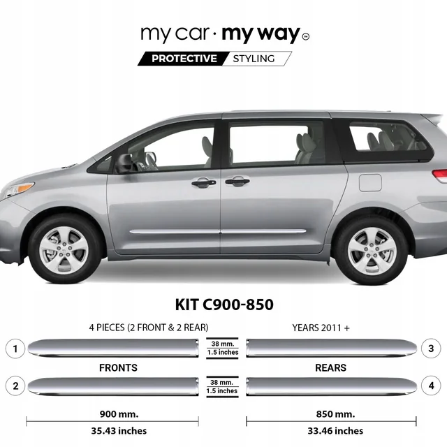 Toyota SIENNA - CHROME Ochranné lišty bočních dveří