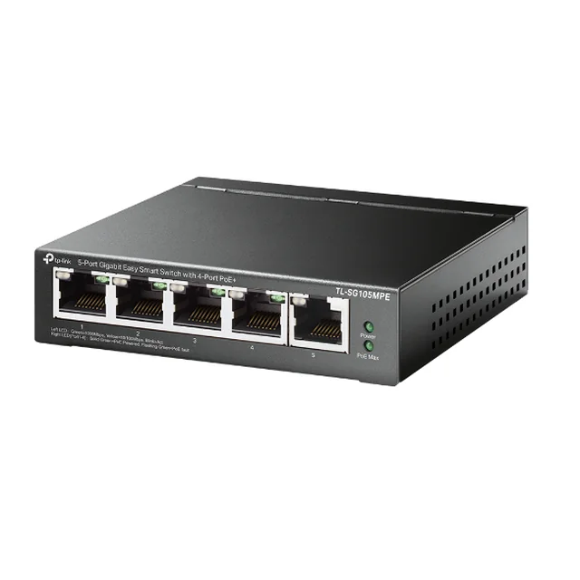 TP-Link switch 5 gigabitportar 4 PoE+ - TL-SG105MPE