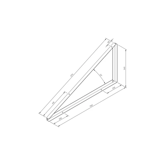 TR-1-25-I - Monteringstrekant TR1 25 grader INVASIV OVERS