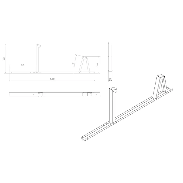 TR-2-15-BF - Montagedreieck TR2 15 Grad BIFACIAL