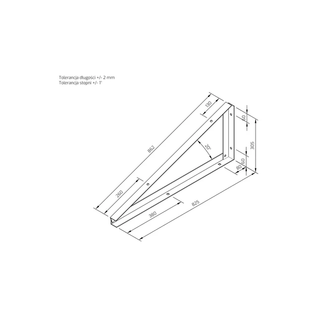 TR-2-20-B - Asennuskolmio TR2 20 astetta EI-INVASIIVINEN TASO